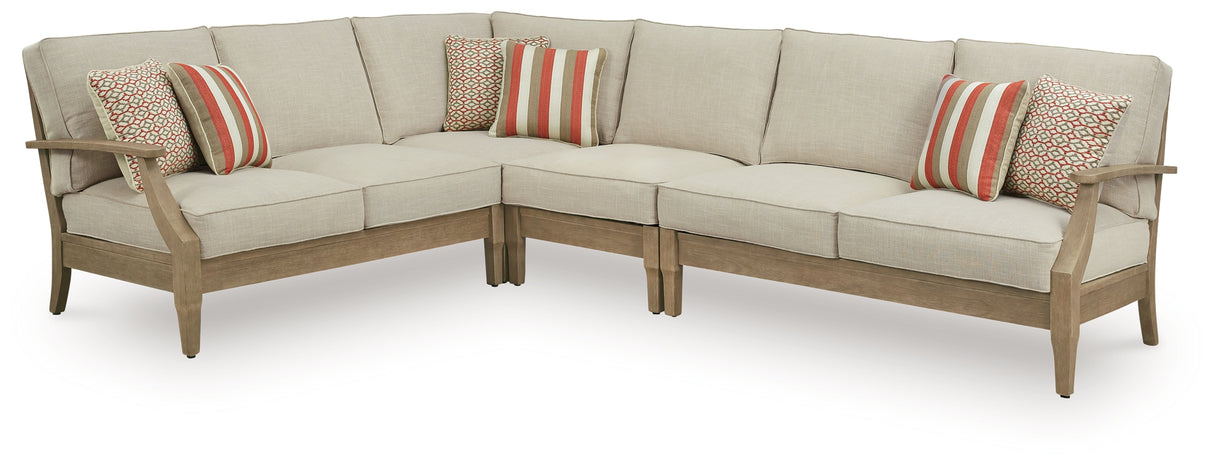 Clare View Beige 4-Piece Outdoor Sectional from Ashley - Luna Furniture