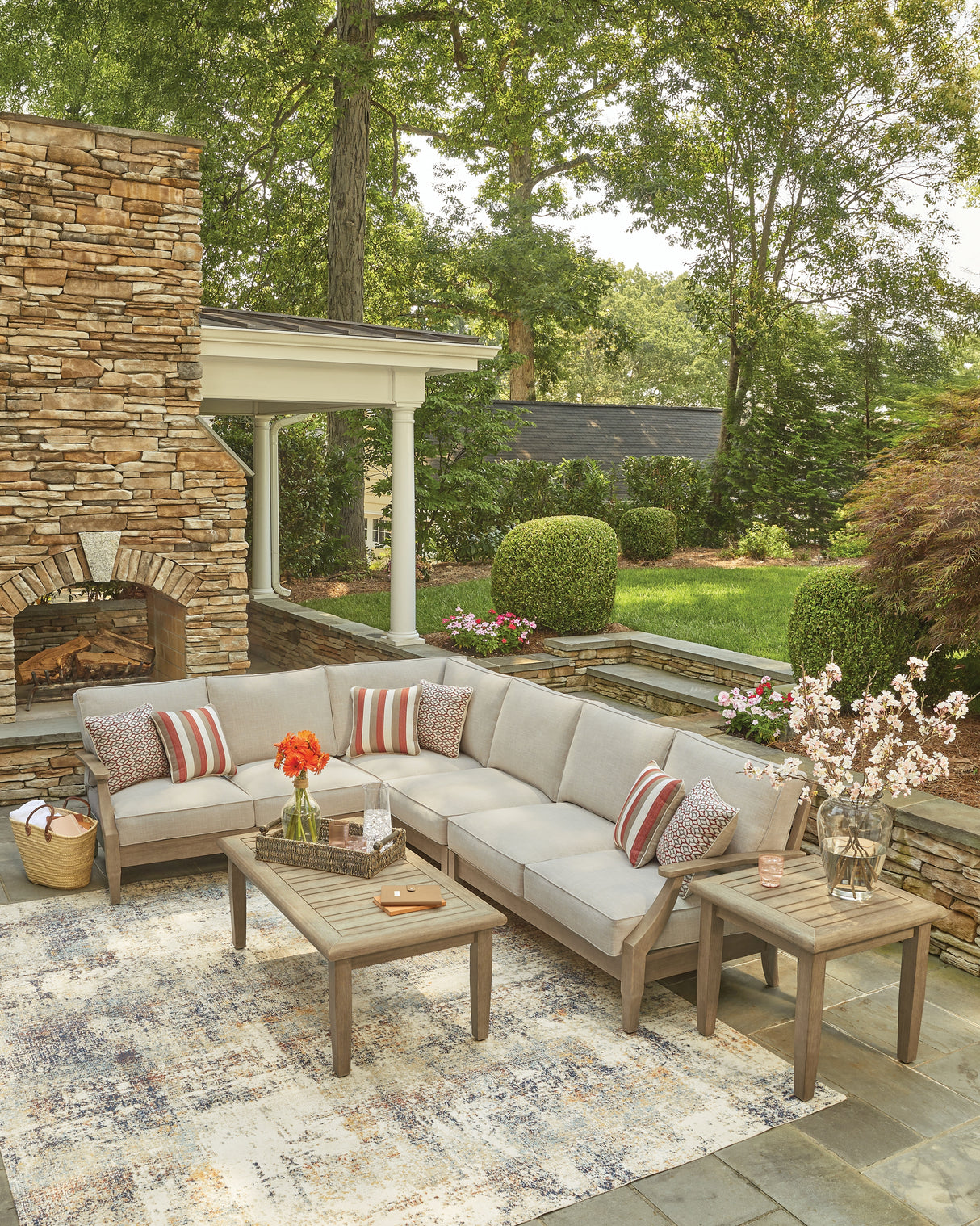 Clare View Beige 4-Piece Outdoor Sectional from Ashley - Luna Furniture