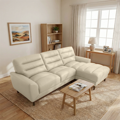 Clarion Genuine Cream Leather RAF Chaise Sectional from Ashcroft Furniture - Luna Furniture