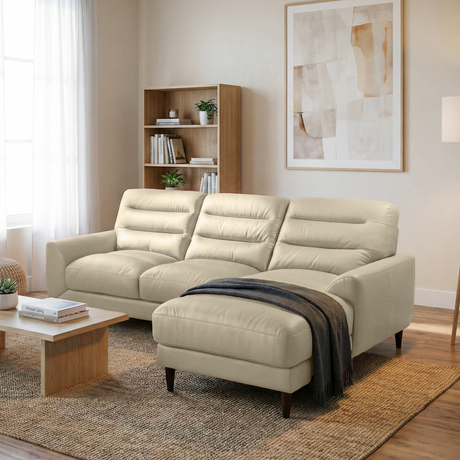 Clarion Genuine Cream Leather RAF Chaise Sectional from Ashcroft Furniture - Luna Furniture