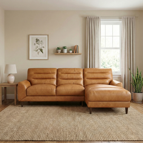 Clarion Tan Genuine Leather RAF Chaise Sectional from Ashcroft Furniture - Luna Furniture