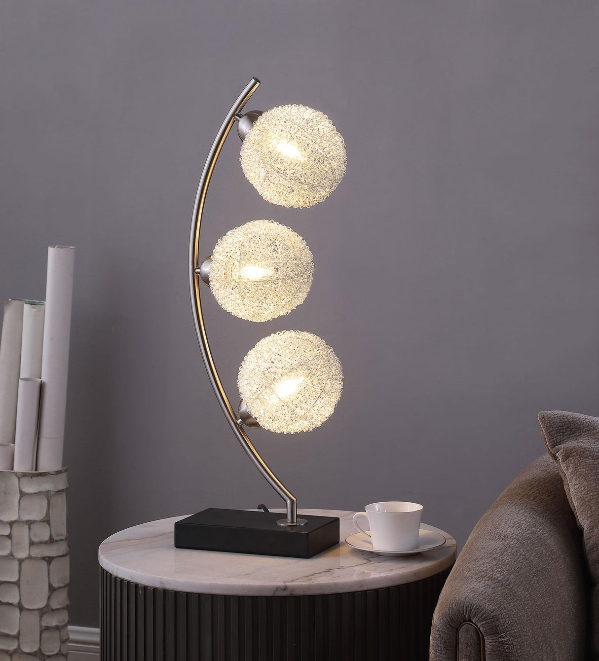 Claudia Black 30-inch Woven Spherical Metal Table Lamp from Coaster - Luna Furniture