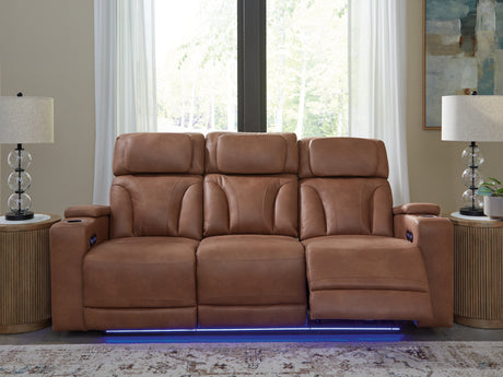 Clean-Slate Caramel Power Reclining Sofa from Ashley - Luna Furniture