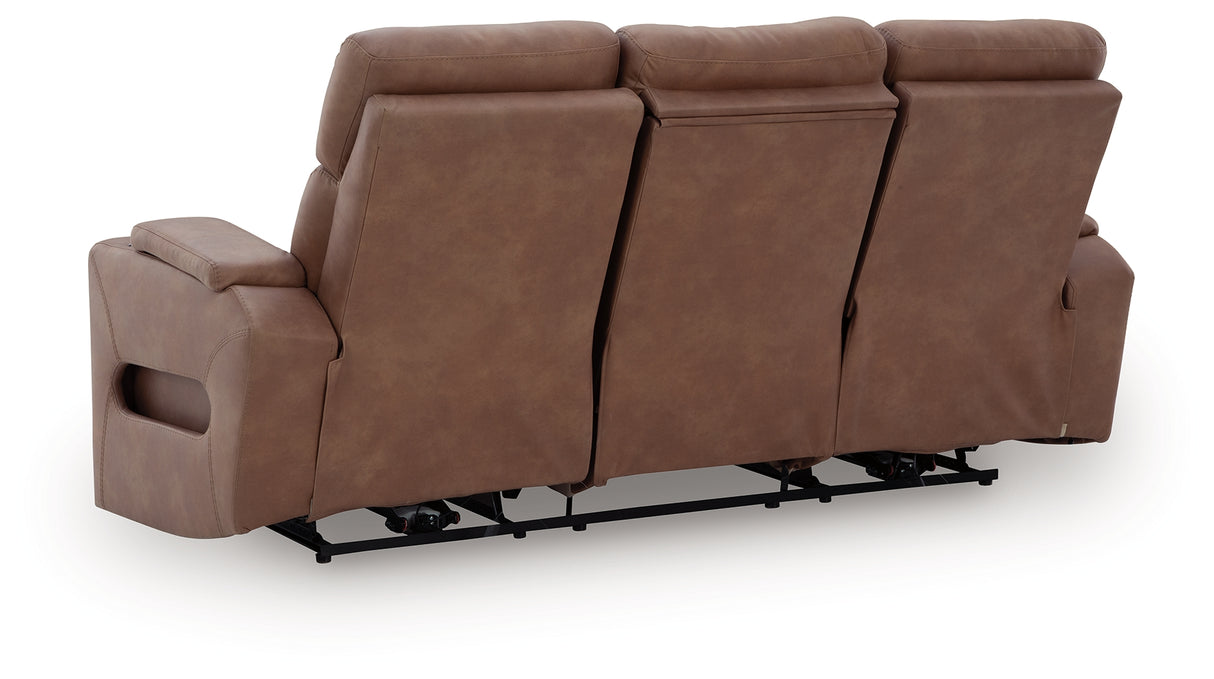 Clean-Slate Caramel Power Reclining Sofa from Ashley - Luna Furniture