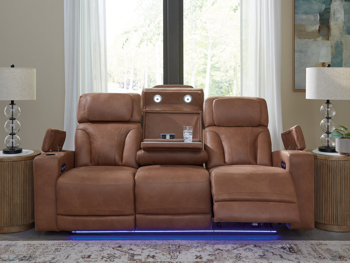 Clean-Slate Caramel Power Reclining Sofa from Ashley - Luna Furniture