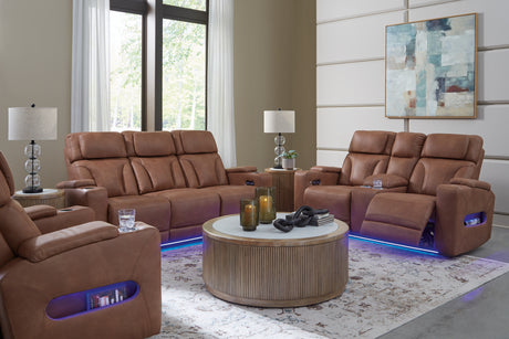 Clean-Slate Sofa, Loveseat and Recliner in Caramel from Ashley - Luna Furniture