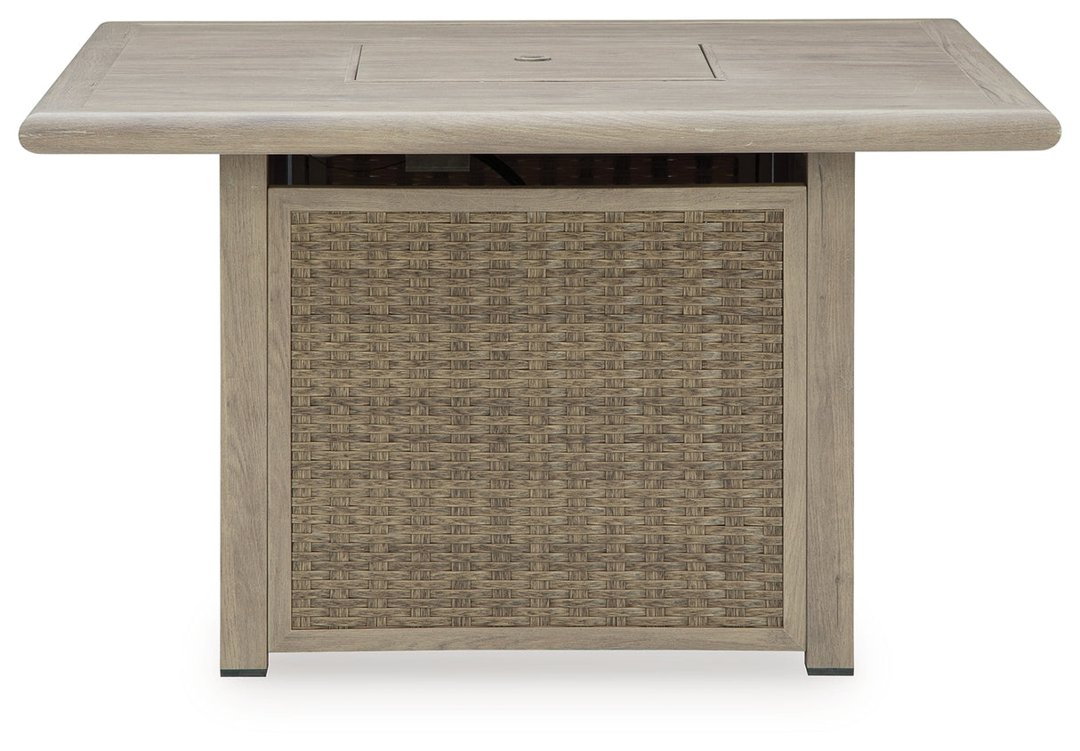 Cliff Trails Beige Fire Pit Table from Ashley Furniture - Luna Furniture