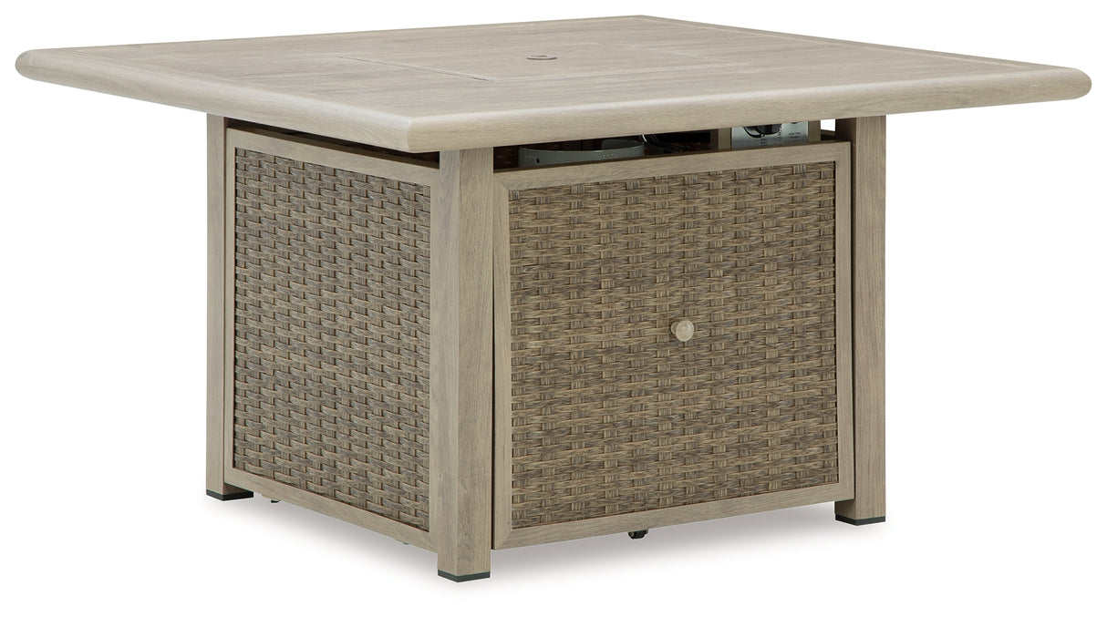 Cliff Trails Beige Fire Pit Table from Ashley Furniture - Luna Furniture