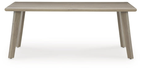 Cliff Trails Outdoor Dining Table and 4 Arm Chairs in Beige from Ashley - Luna Furniture