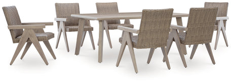 Cliff Trails Outdoor Dining Table and 6 Chairs in Beige from Ashley - Luna Furniture