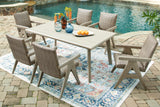 Cliff Trails Outdoor Dining Table and 6 Chairs in Beige from Ashley - Luna Furniture
