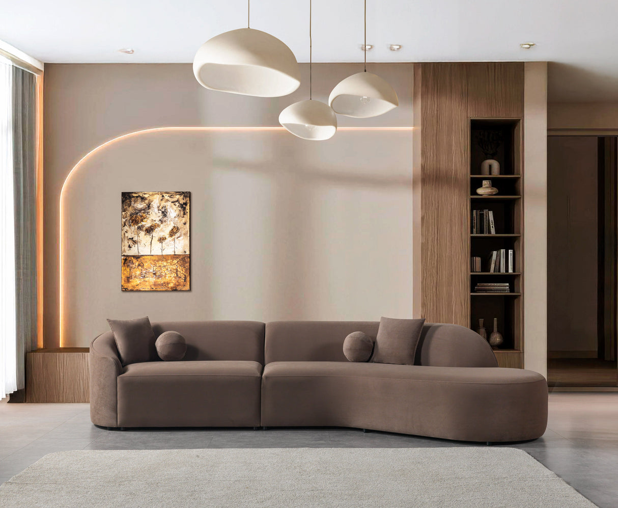 Cloe Coffee Velvet Curved 134" RAF Sectional from Nova Furniture - Luna Furniture