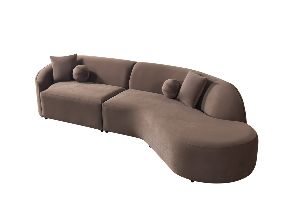 Cloe Coffee Velvet Curved 134" RAF Sectional from Nova Furniture - Luna Furniture