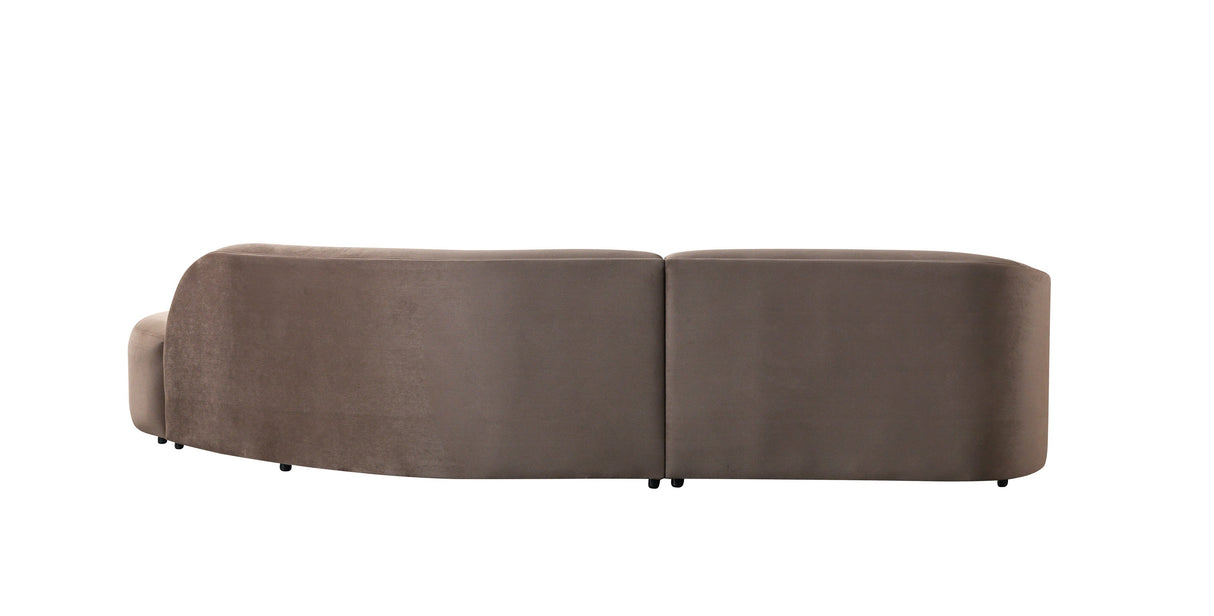 Cloe Coffee Velvet Curved 134" RAF Sectional from Nova Furniture - Luna Furniture