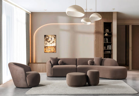 Cloe Coffee Velvet Curved 134" RAF Sectional from Nova Furniture - Luna Furniture