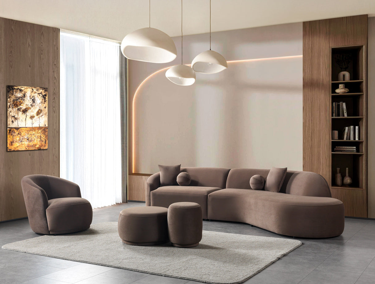 Cloe Coffee Velvet Curved 134" RAF Sectional from Nova Furniture - Luna Furniture