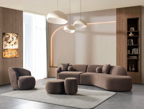 Cloe Coffee Velvet Curved 134" RAF Sectional from Nova Furniture - Luna Furniture