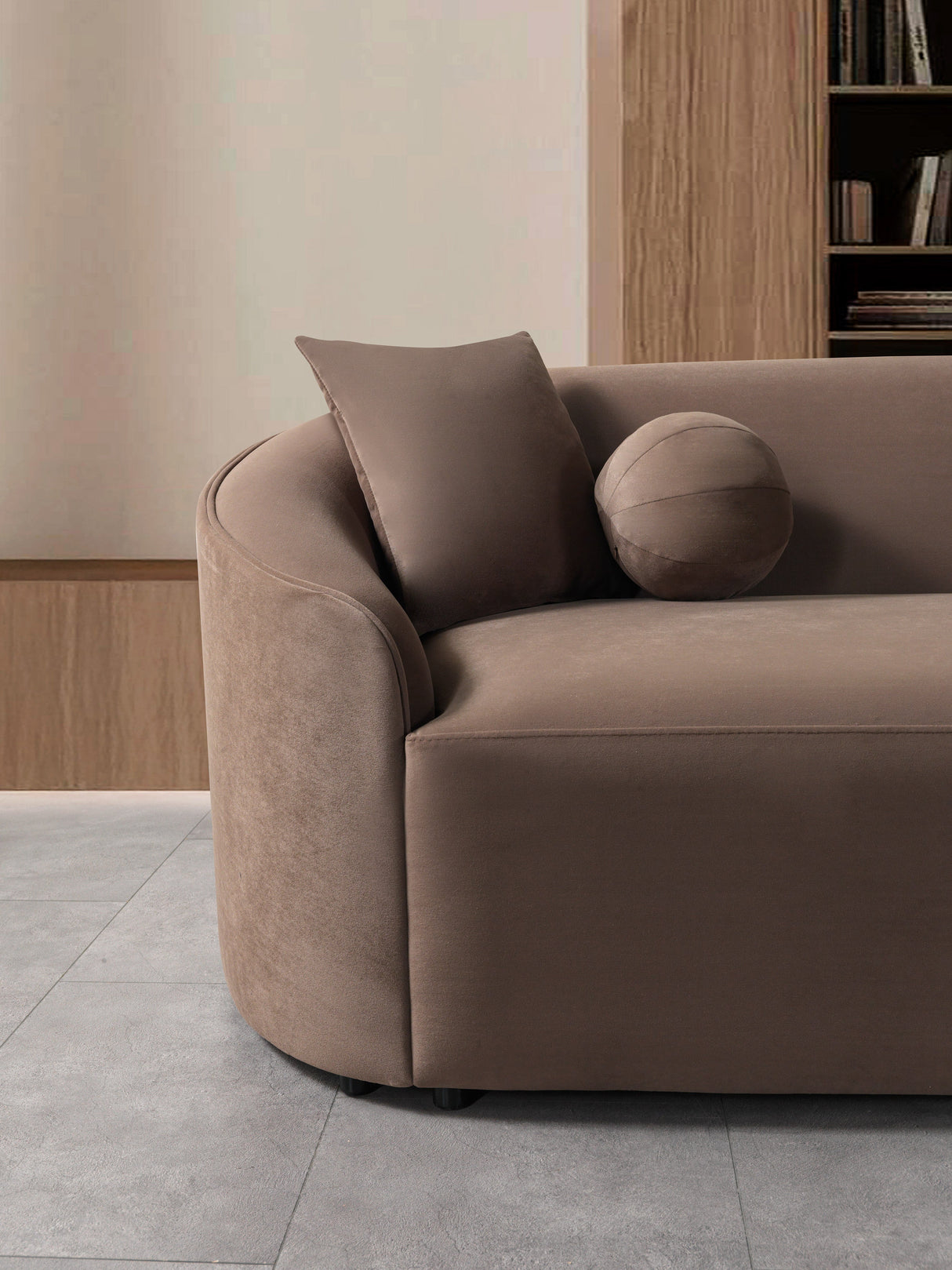 Cloe Coffee Velvet Curved 134" RAF Sectional from Nova Furniture - Luna Furniture