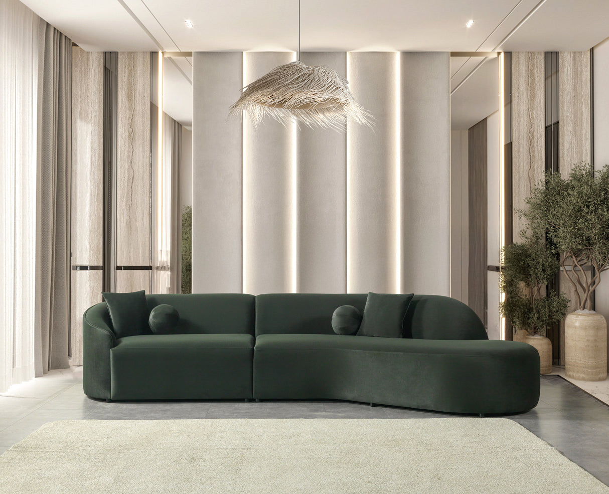Cloe Green Velvet Curved 134" RAF Sectional from Nova Furniture - Luna Furniture