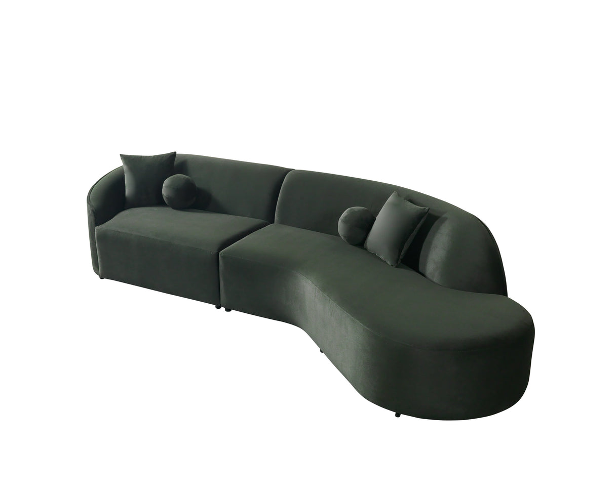 Cloe Green Velvet Curved 134" RAF Sectional from Nova Furniture - Luna Furniture