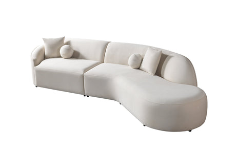 Cloe Ivory Velvet Curved 134" RAF Sectional from Nova Furniture - Luna Furniture