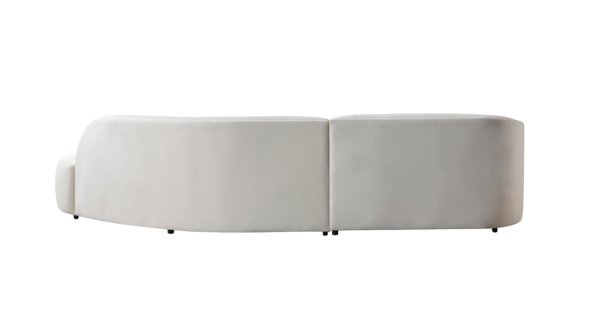 Cloe Ivory Velvet Curved 134" RAF Sectional from Nova Furniture - Luna Furniture