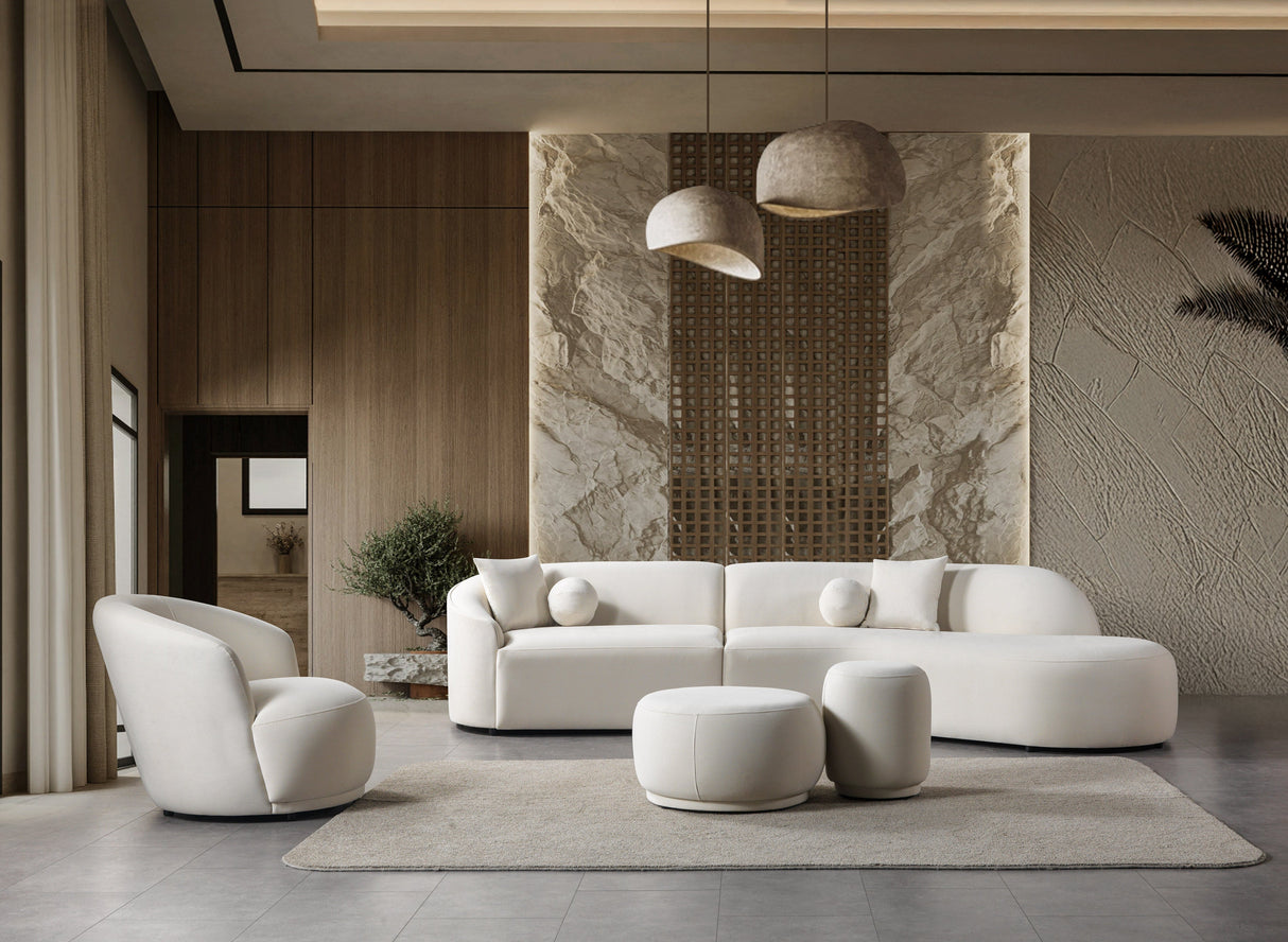 Cloe Ivory Velvet Curved 134" RAF Sectional from Nova Furniture - Luna Furniture