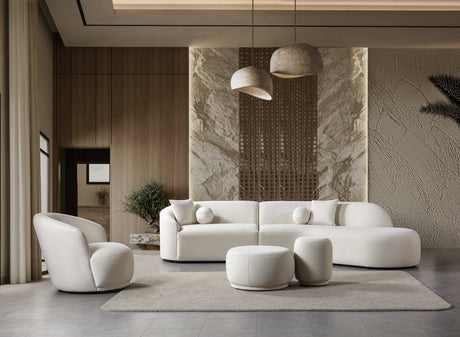Cloe Ivory Velvet Curved 134" RAF Sectional from Nova Furniture - Luna Furniture