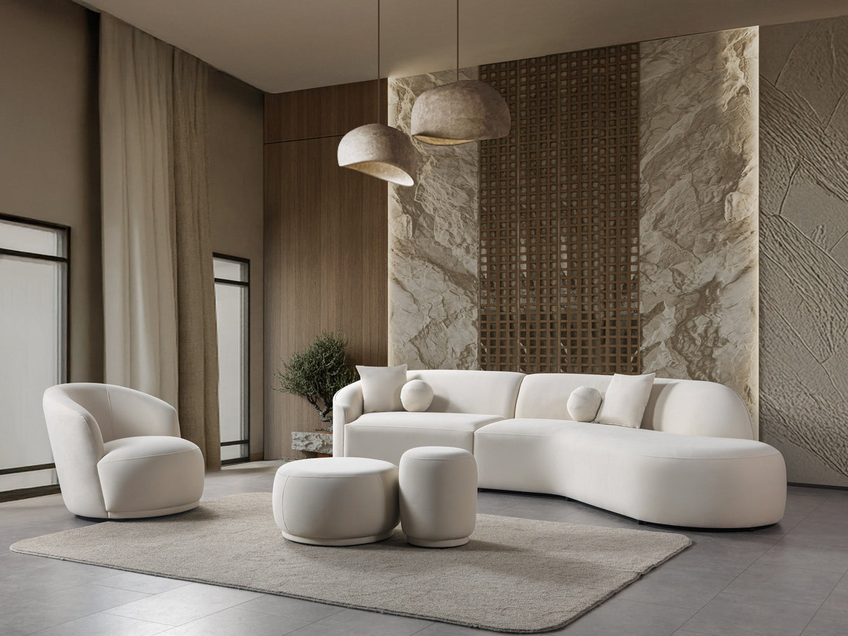 Cloe Ivory Velvet Curved 134" RAF Sectional from Nova Furniture - Luna Furniture