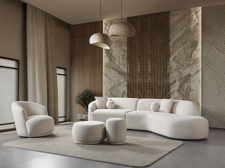 Cloe Ivory Velvet Curved 134" RAF Sectional from Nova Furniture - Luna Furniture