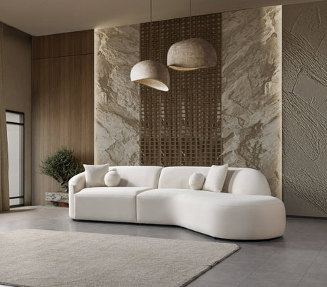 Cloe Ivory Velvet Curved 134" RAF Sectional from Nova Furniture - Luna Furniture