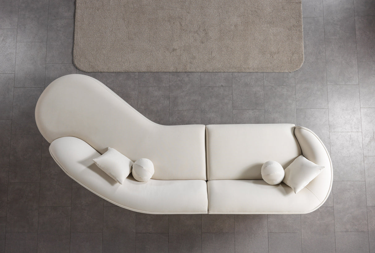 Cloe Ivory Velvet Curved 134" RAF Sectional from Nova Furniture - Luna Furniture