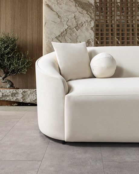 Cloe Ivory Velvet Curved 134" RAF Sectional from Nova Furniture - Luna Furniture