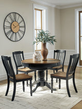 Clorazi Black/Brown Round Oval Extension Dining Table and 4 Chairs from Ashley Furniture - Luna Furniture