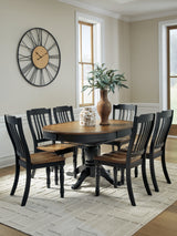 Clorazi Black/Brown Round Oval Extension Dining Table and 6 Chairs from Ashley Furniture - Luna Furniture