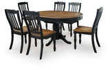 Clorazi Black/Brown Round Oval Extension Dining Table and 6 Chairs from Ashley Furniture - Luna Furniture