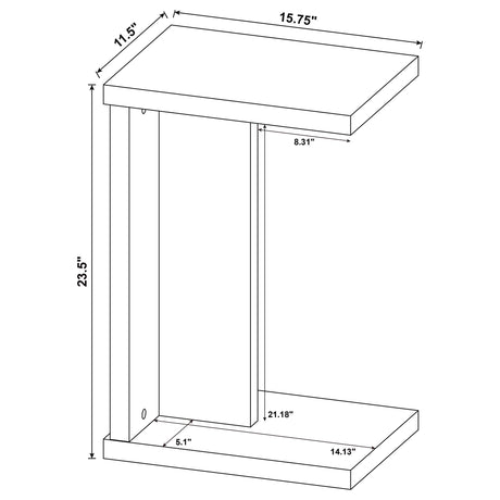 Clower Black Engineered Wood C-Shaped Sofa Side Table from Coaster - Luna Furniture