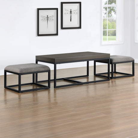 Yukon Rectangular Nesting Coffee Table with 2 Stools from Steve Silver - Luna Furniture