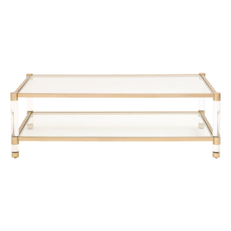 Nouveau Coffee Table in Brushed Brass, Lucite, Clear Glass - 6073.BBRS/CLR