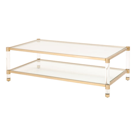 Nouveau Coffee Table in Brushed Brass, Lucite, Clear Glass - 6073.BBRS/CLR