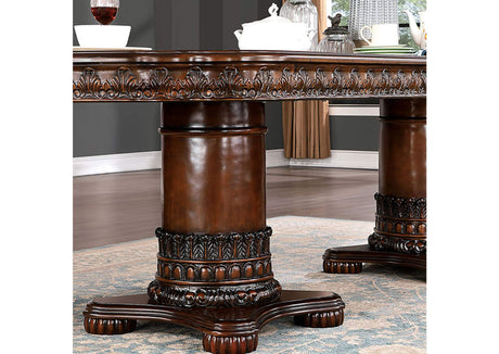 Canyonville Brown Cherry 7-Piece Traditional Solid Wood/Leatherette Dining Room Set (Dining Table & 6 Chairs) from Furniture of America - Luna Furniture