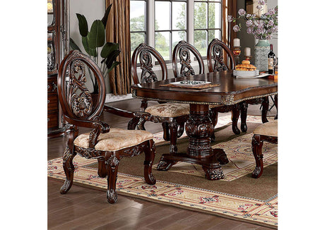 Normandy Brown Cherry 7-Piece Traditional Solid Wood Dining Room Set from Furniture of America - Luna Furniture