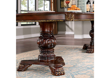 Normandy Brown Cherry 7-Piece Traditional Solid Wood Dining Room Set from Furniture of America - Luna Furniture