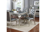 Amina Champagne 7-Piece Transitional Glass Top Dining Table Set (Table & 6 Chairs)