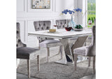 Valdevers Chrome 78"W Rectangular Glam Sintered Stone Dining Table