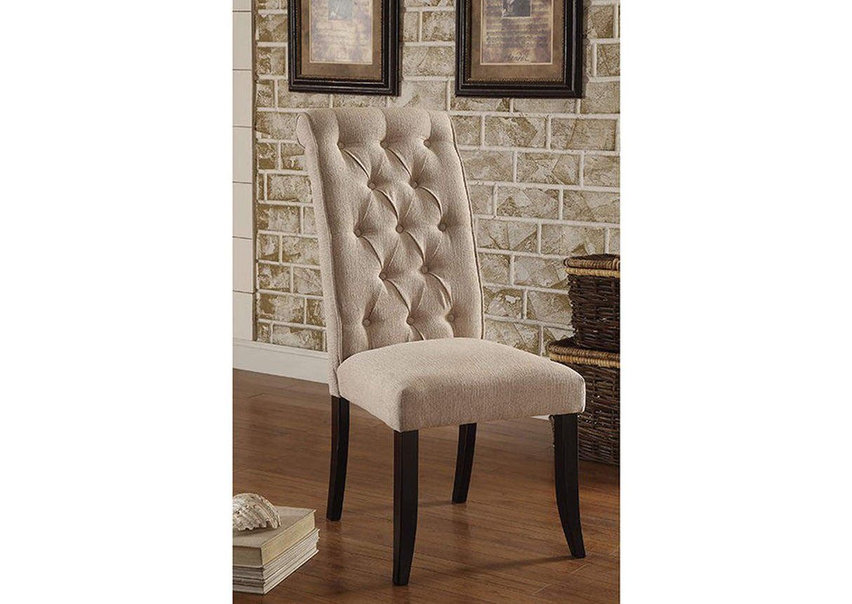 Mashall Beige/Antique Black Side Chair, Set of 2 from Furniture of America - Luna Furniture