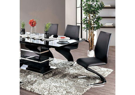 Midvale Black/Chrome Contemporary Dining Room Set from Furniture of America - Luna Furniture
