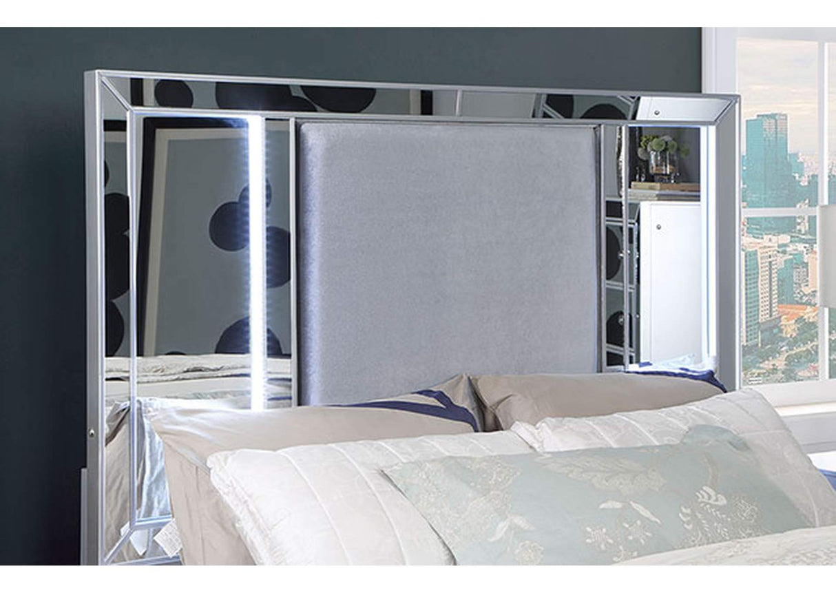 Belladonna Silver Glam Fabric Queen Bed from Furniture of America - Luna Furniture