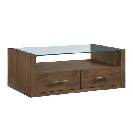 Garland Castered Glass Top Coffee Table, Toffee Finish from Steve Silver - Luna Furniture