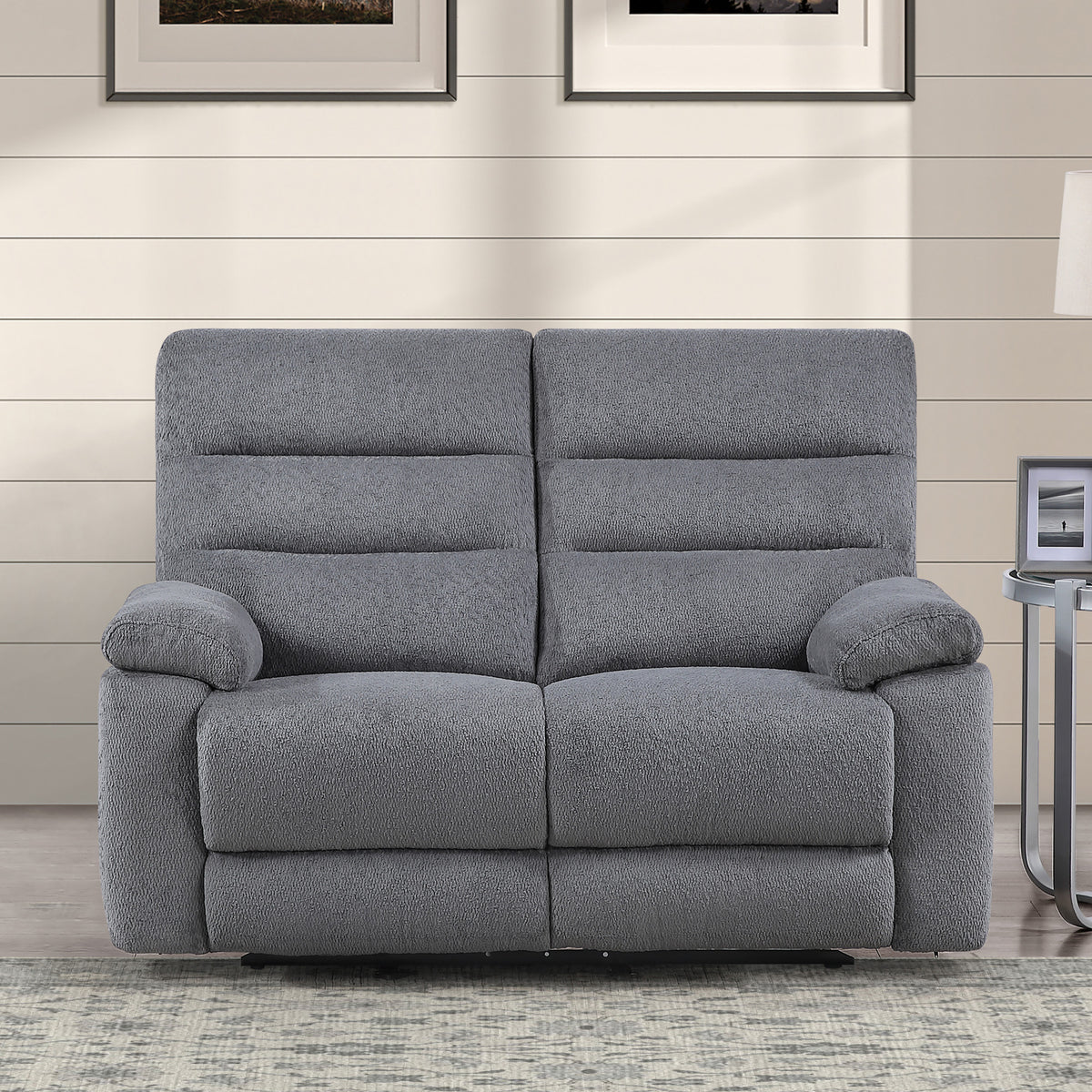 Cozy Gray Manual Recliner Loveseat from Steve Silver - Luna Furniture